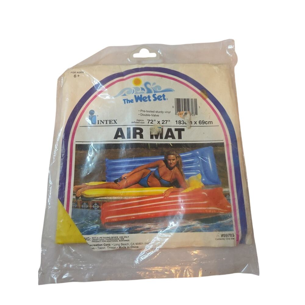NEW Intex Pool Air Mat The Wet Set 72"×27 Yellow Mat Vintage